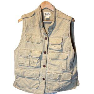 Vintage Trail Designs Tan Fishing Vest with  Lots of Pockets Sz L